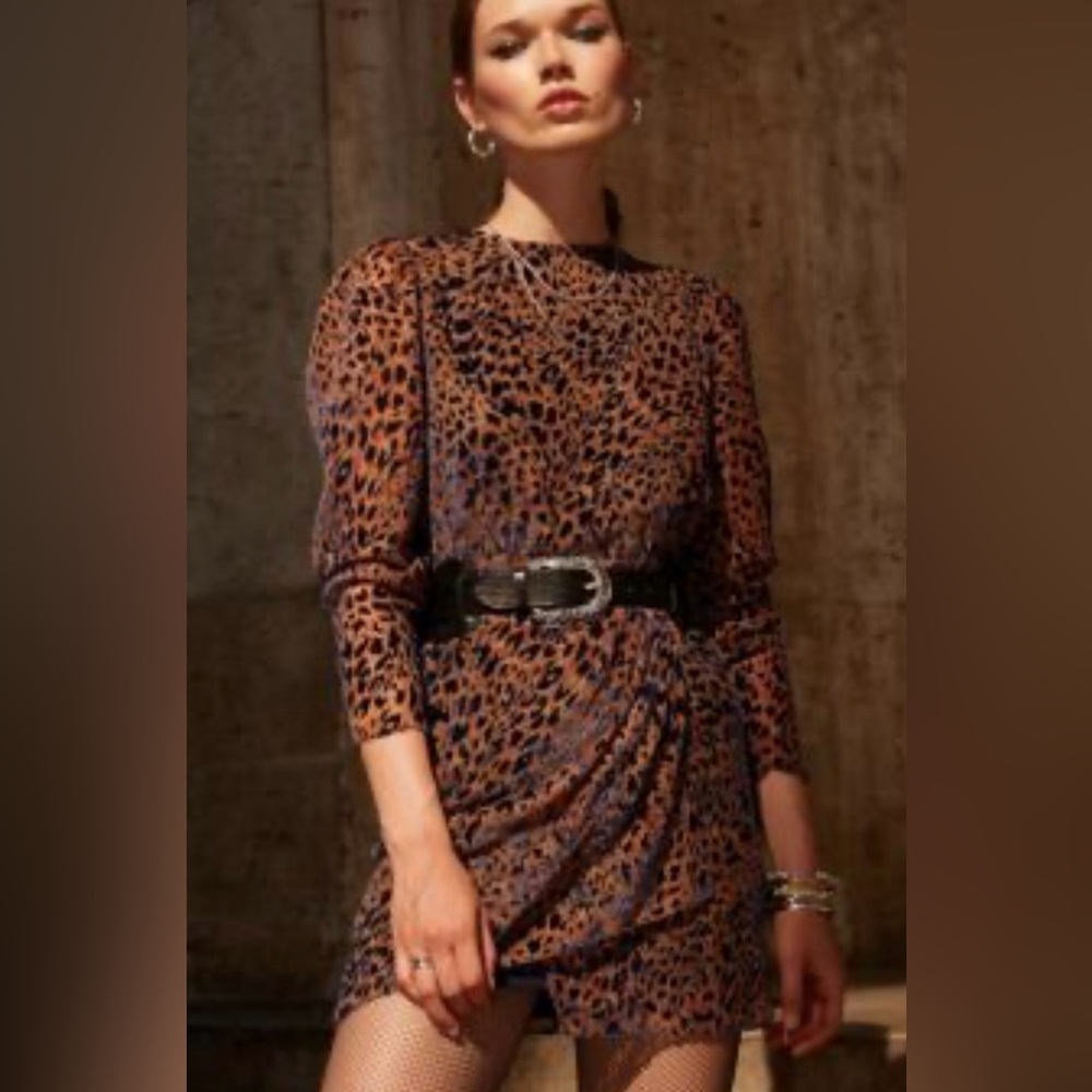 The kooples velvety leopard mini dress small